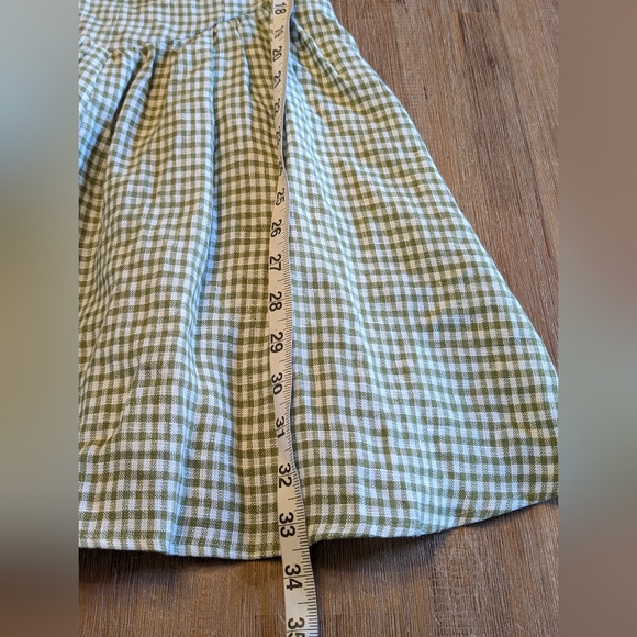 Reformation Daria Linen Mini Dress Avocado Green Gingham Check Size 4 - Picture 6 of 14